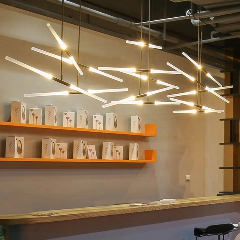 Modern Linear Branch Rotatable Chandelier For Staircase Front Desk ...