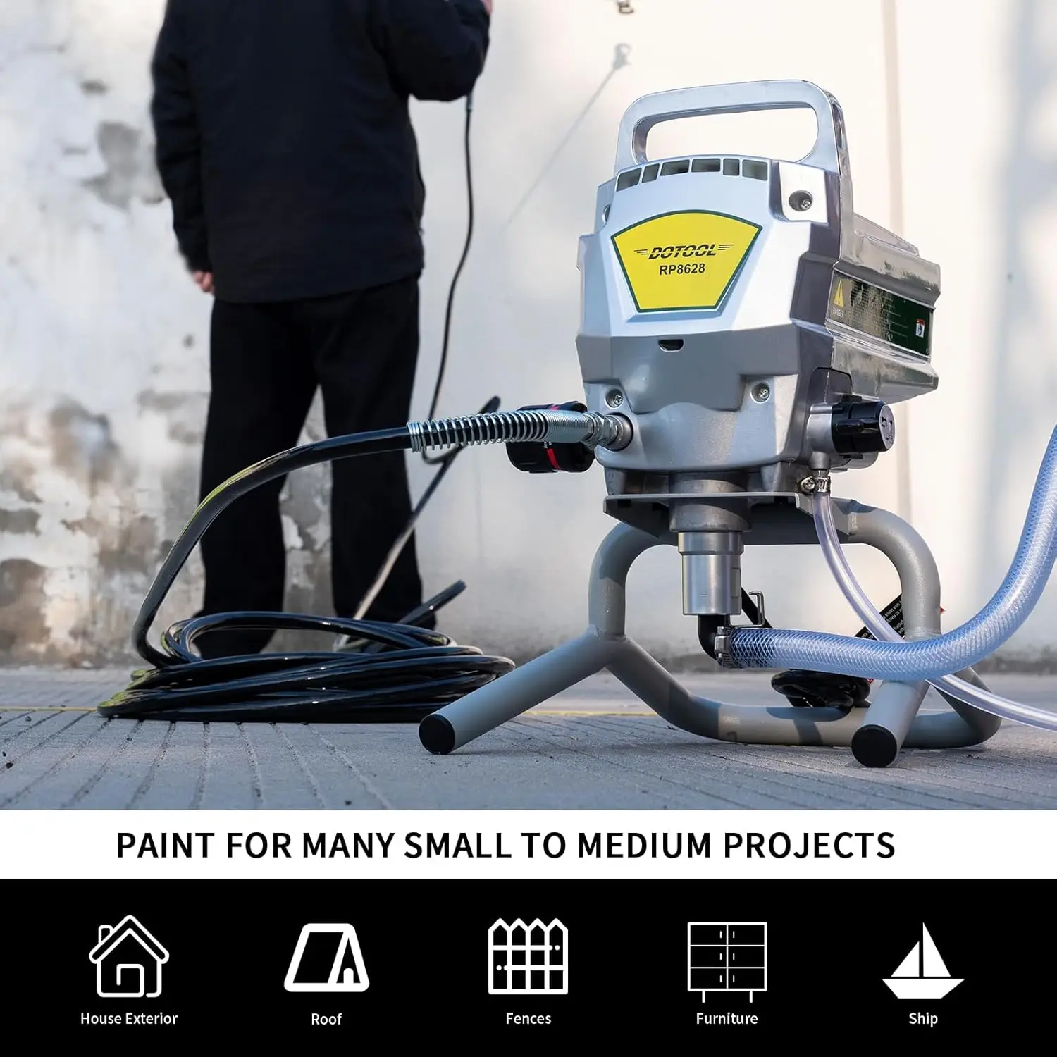 Airless Paint Sprayer,3300PSI High Efficiency Paint Sprayer Gun,Thinning-Free,with Extension Pole Other Accessories,for Home Int