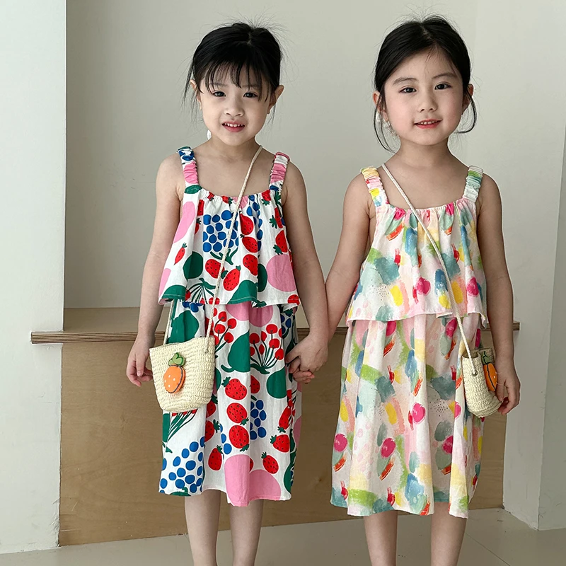 Girls Fruit Print Summer Dress Set