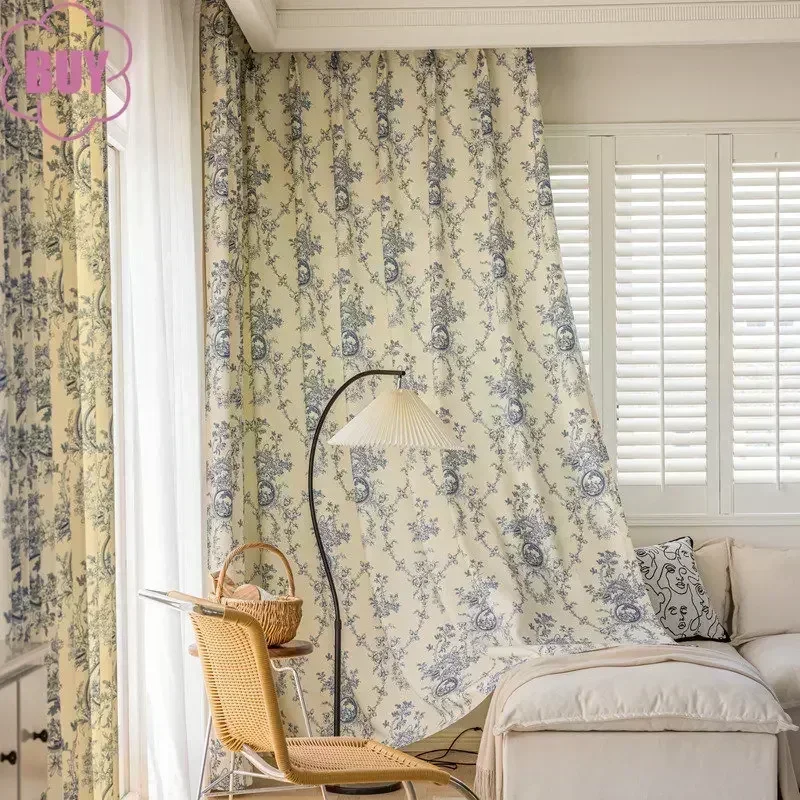 1PC American Curtains for Living Dining Room Bedroom Simple European Balcony Chenille Sheer Curtains Window White Tulle Custom 3