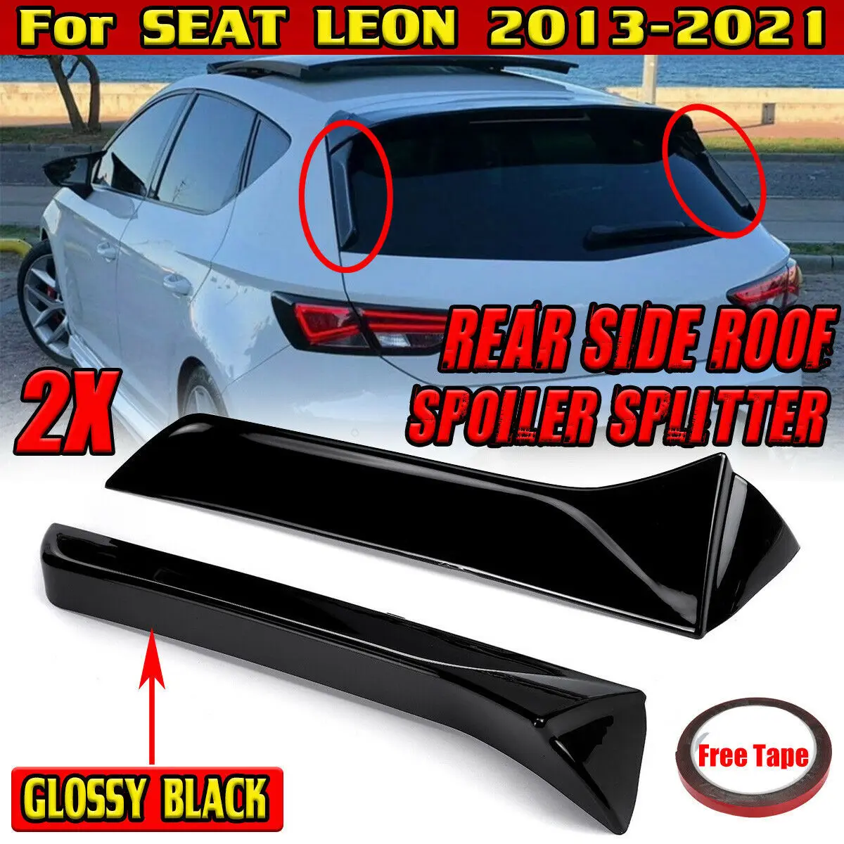 

2Pcs Car Rear Window Trim Lip Spoiler Rear Trunk Side Wing For Seat Leon Mk3 MK3.5 2012-2021 Auto Roof Wing Side Edge Tail Flap