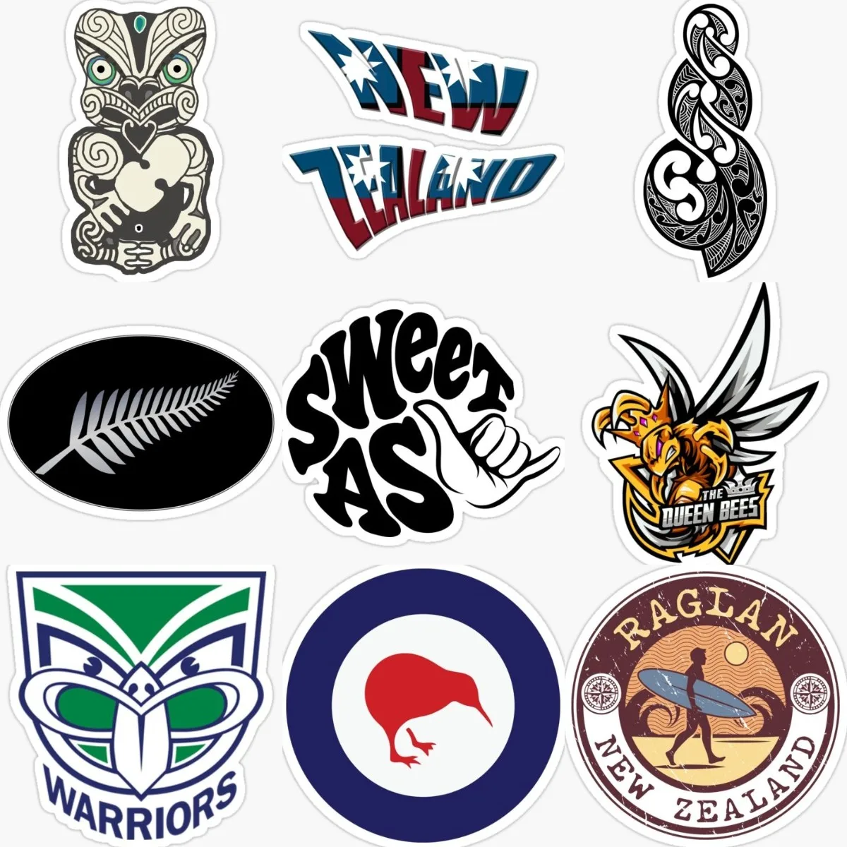 

New Zealand Flag Emblem Kiwi Totem Stickers Motorcycle Bike Accessories Camper Laptop Truck Car Off-road Window Helmet PVC Decal