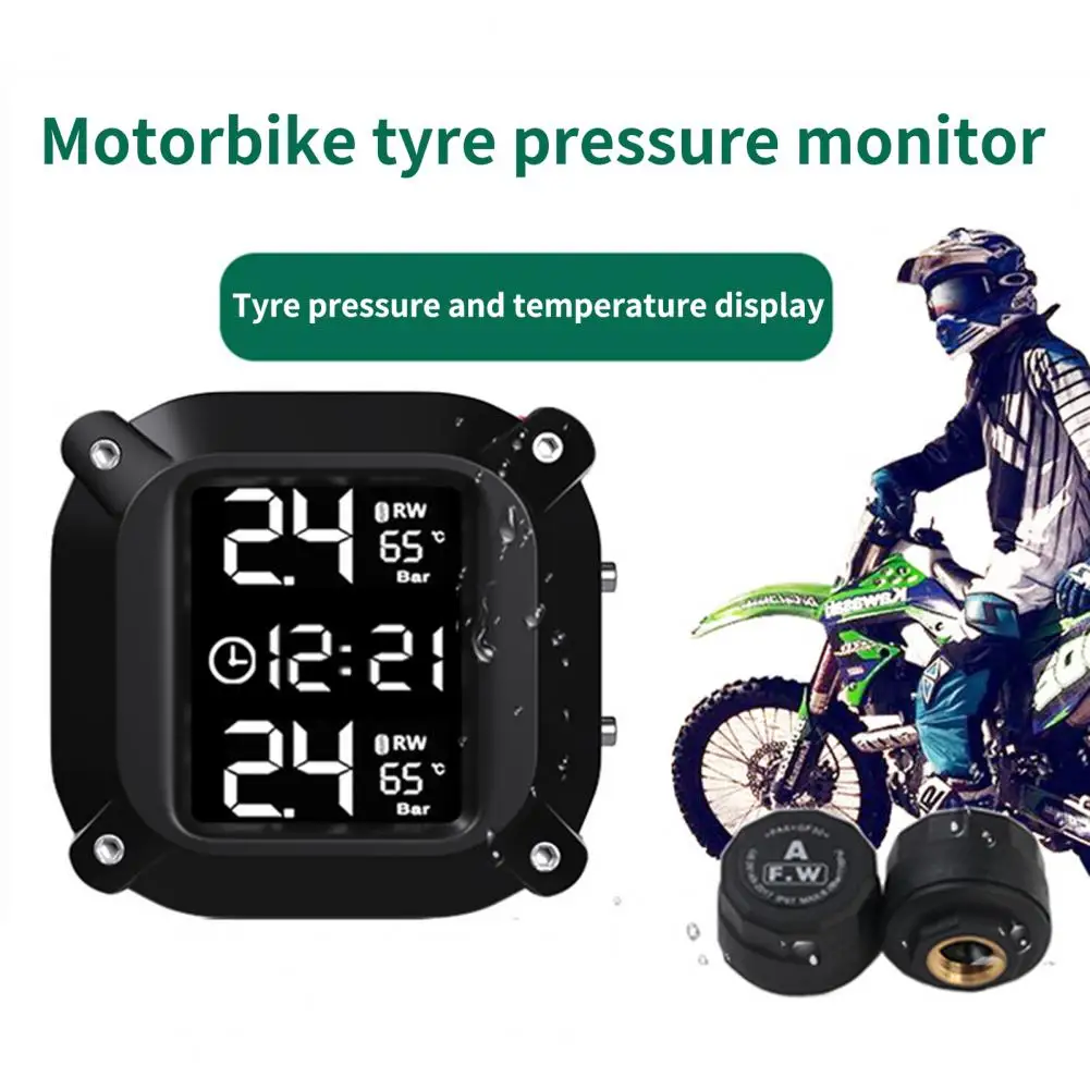 

Motorcycle TPMS Waterproof External Sensor Tire Pressure Monitor LCD Screen Safe Motorcycle Pressure Monitor for Motorbike