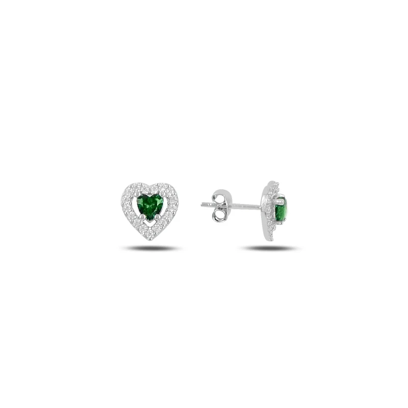 

Silver 925 Sterling Heart Colorful Zircon Engagement Earrings