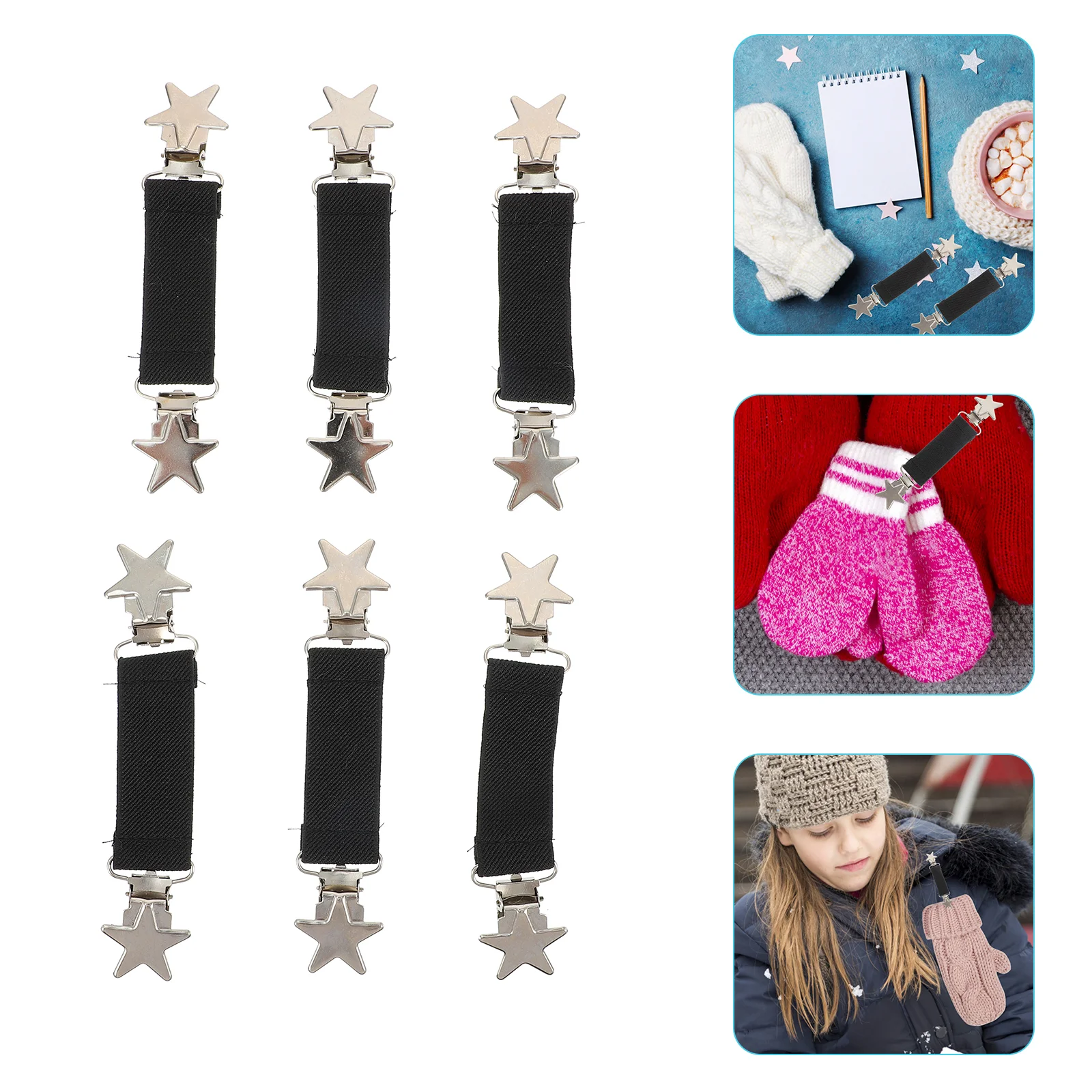 

6 Pcs Glove Clip Gloves Children Elastic Catcher Clamps Alloy Fixing Clips Mitten Shawl