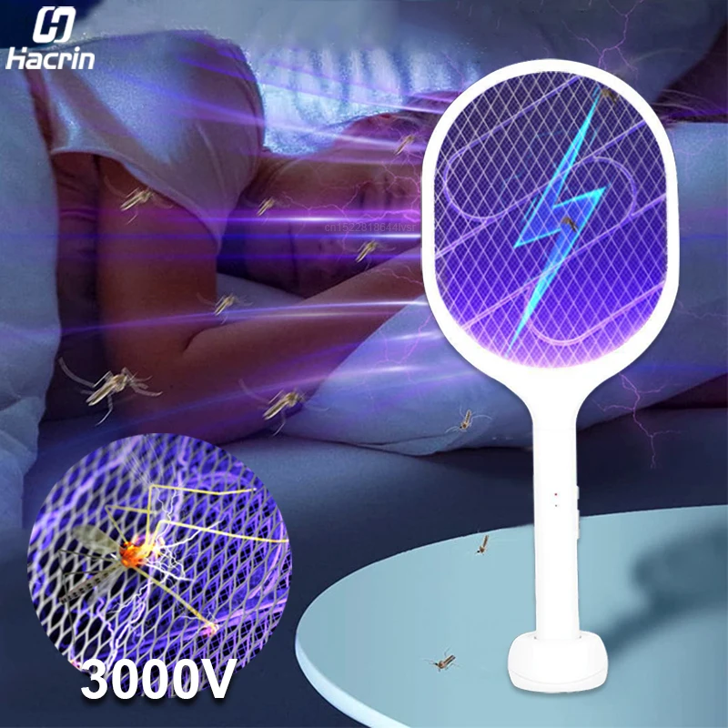 Electric Mosquito Swatter Racket Mosquito Killer Trap With UV Ultraviolet Light Lamp Anti