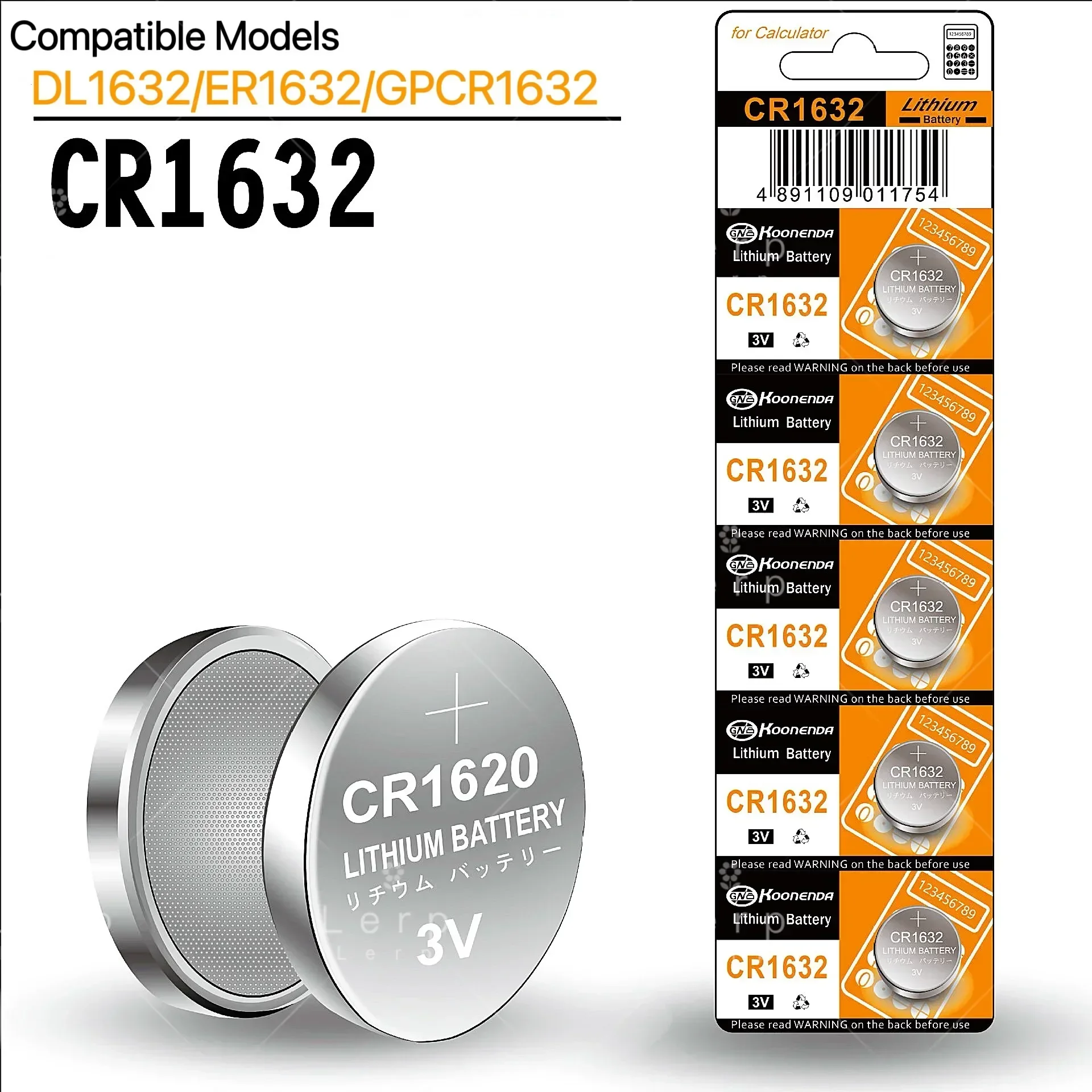 

1632 button battery, lithium manganese battery, 3V compatible model: DL1632 ER1632 GPCR1632