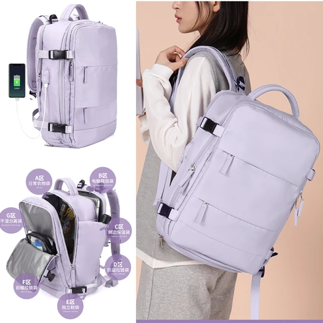 Mochila de viaje Rosa informal para mujer, bolsa de ordenador, mochila  universitaria multiusos con puerto de carga USB - AliExpress