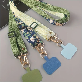 Adjustable Floral Phone Lanyard Strap – Hands-Free Crossbody Strap with Universal Holder
