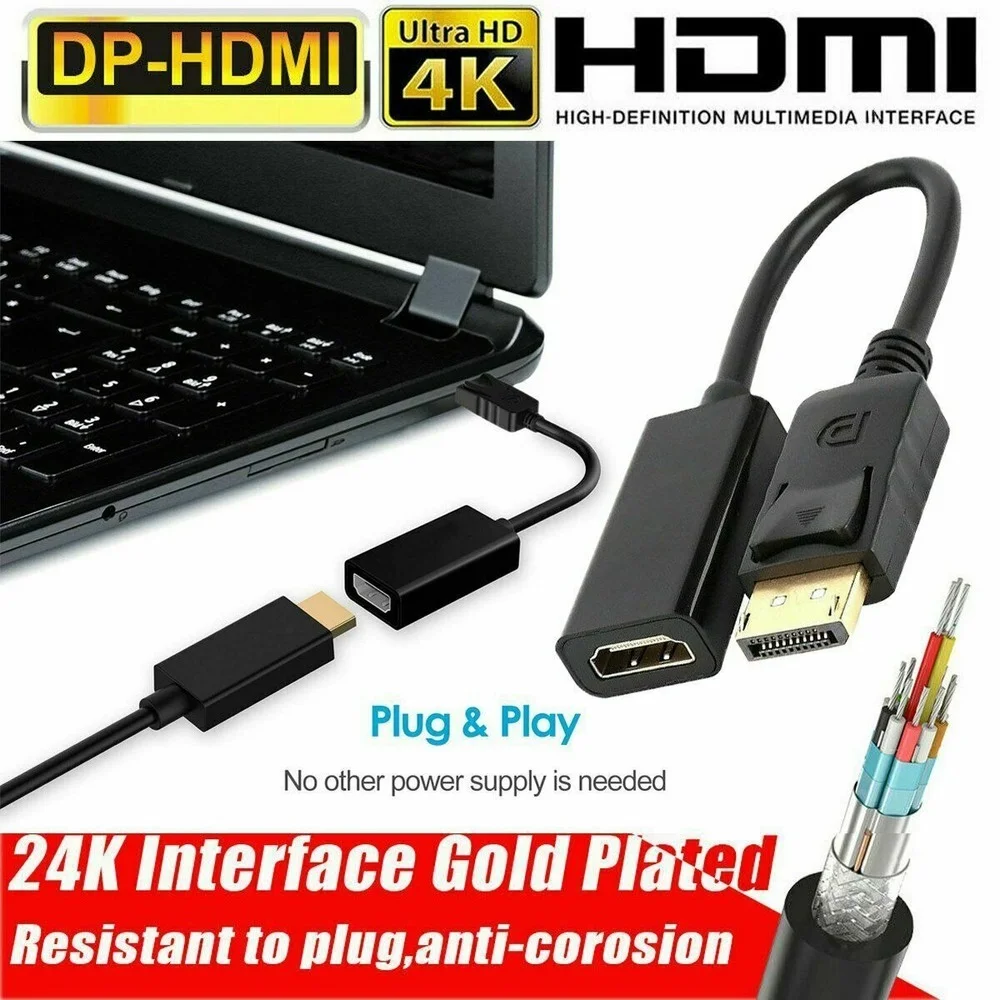 

4K HD-кабель с портом дисплея DP-HDMI адаптер штекер-гнездо для ноутбука ПК порт дисплея Поддержка порта 1080P HDMI кабель адаптер конвертер