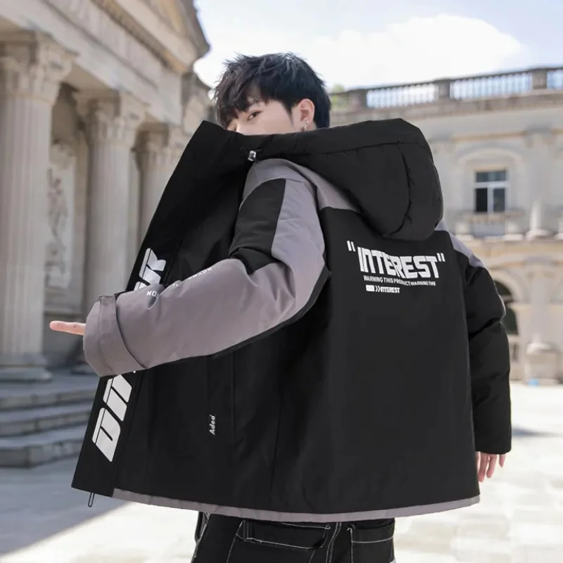 

Cotton men's hooded jacket, thick casual jacket, warm, oversized trench coat