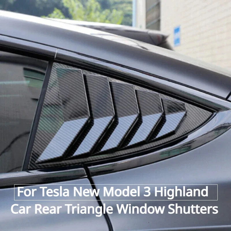 

For Tesla New Model 3/3+ Highland 2024 Car Rear Triangle Window Shutters Sunshade Modified Decoration Carbon Fiber Accessories