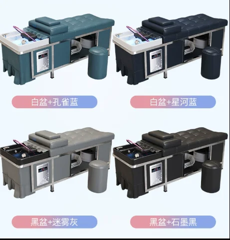 High end stainless steel hair salon dedicated shampoo bed, fumigation water heater, water circulation integrated massage head tr