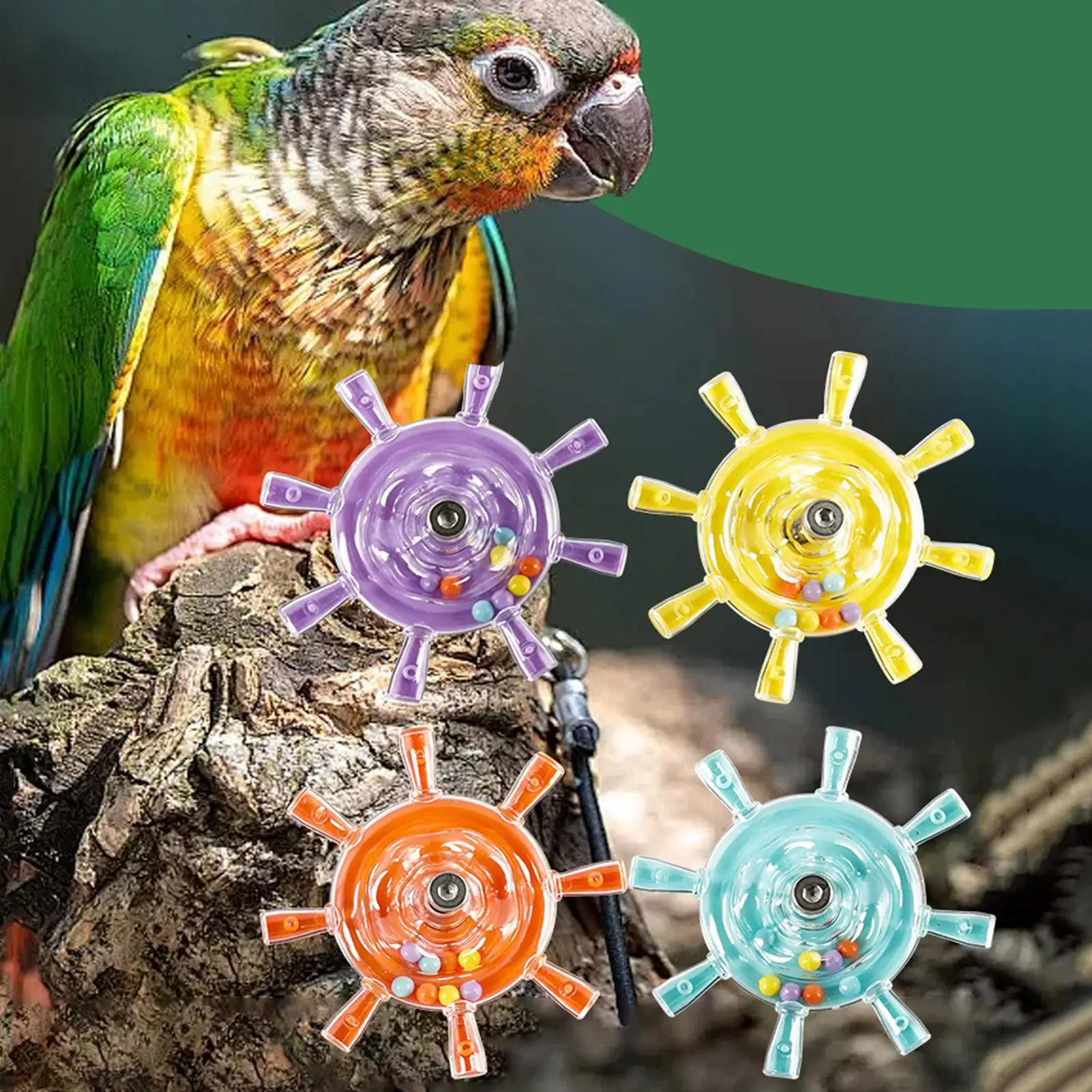 Rotating Bird Chew & Spin Toy with Exercise Wheel and Rattle