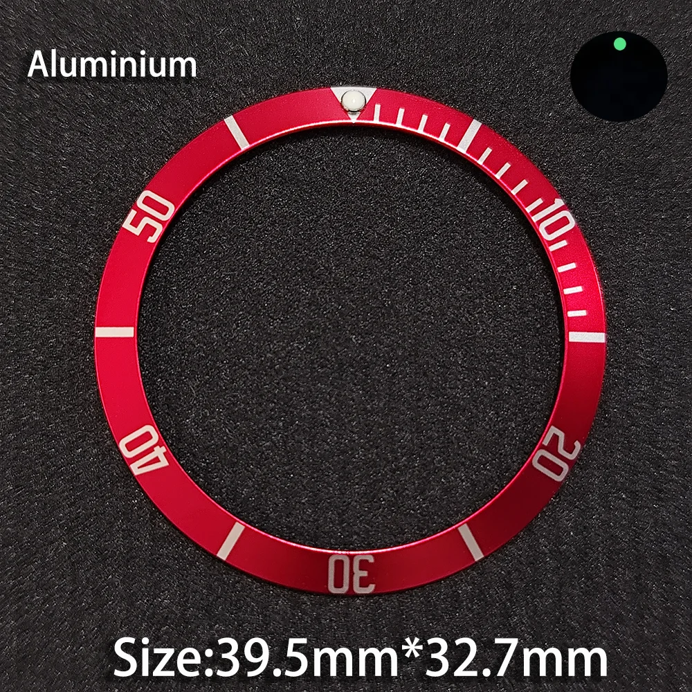 Enhanced Green Luminous Aluminum Watch Bezel - Tilted Style, 39.5mm