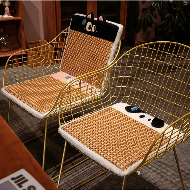 

Summer Cute Big Eye Boy Cushion Breathable Comfortable Ice Vine Mat Office Cushion