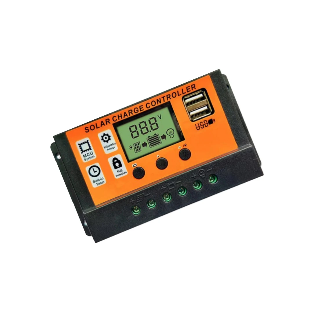 100A Orange Solar Controller 12V 24V Photovoltaic Power Generation Simple Solar