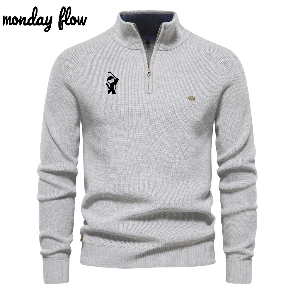 Monday Flow Autumn Golf Men's Outdoor Sports Versatile Cashmere Golf Sweater Comfortable Warm Pullover Knitted Jackets