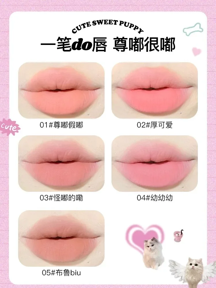 FLORTTE  Cute Animals Lipstick Pen Natural Matte Double Ended Lip Liner Lasting Whitening Waterproof Lip Gloss Cosmetic 4