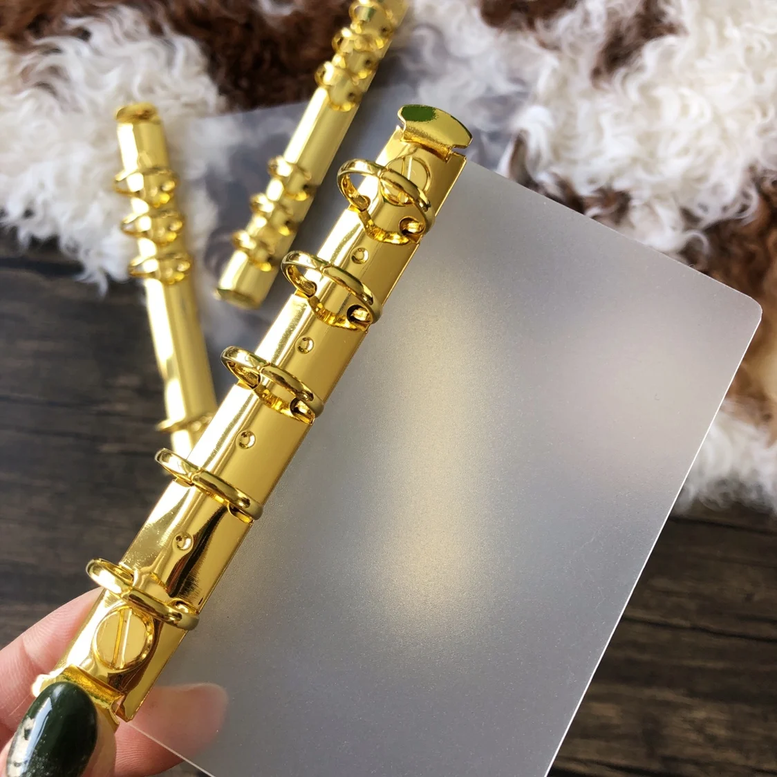 Golden Metal Loose Leaf Notebook Almofada de Pvc Inserir Revistas para Livros Alta Qualidade Anéis a5 a a7 a8 m5 Poc - Imagem 3