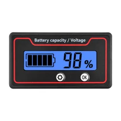 Universal Battery Capacity Monitor and Voltage Indicator Gauge (Blue)