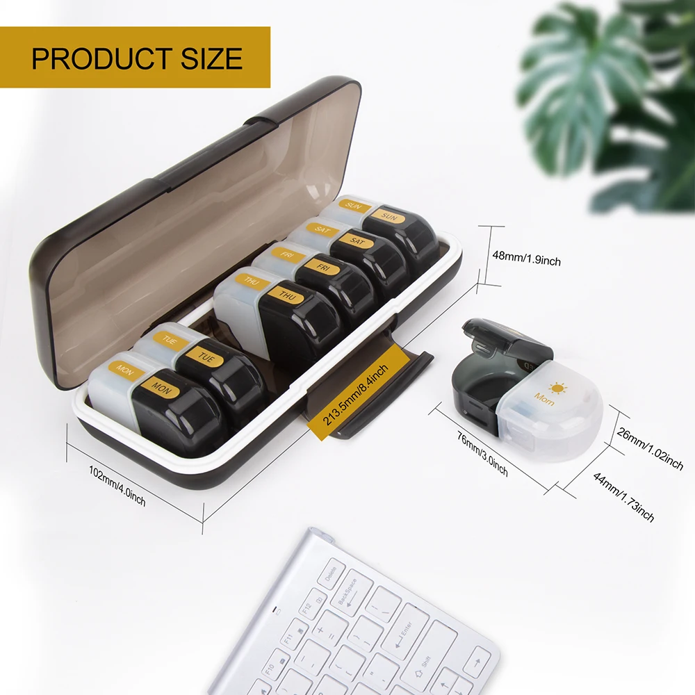 Extra Weekly Pill Organizer 2 Times a Day, Daily AM and PM Travel Pill Box Container Storage Box for Outdoor Travel Essentials