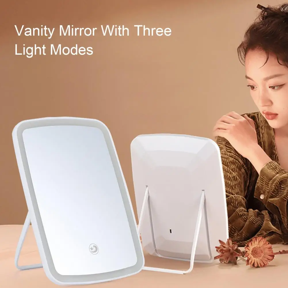 

Makeup Mirror for Outdoor Occasions Foldable Led Vanity Mirror with 3 Light Modes Usb Rechargeable Touch Screen Controls Square