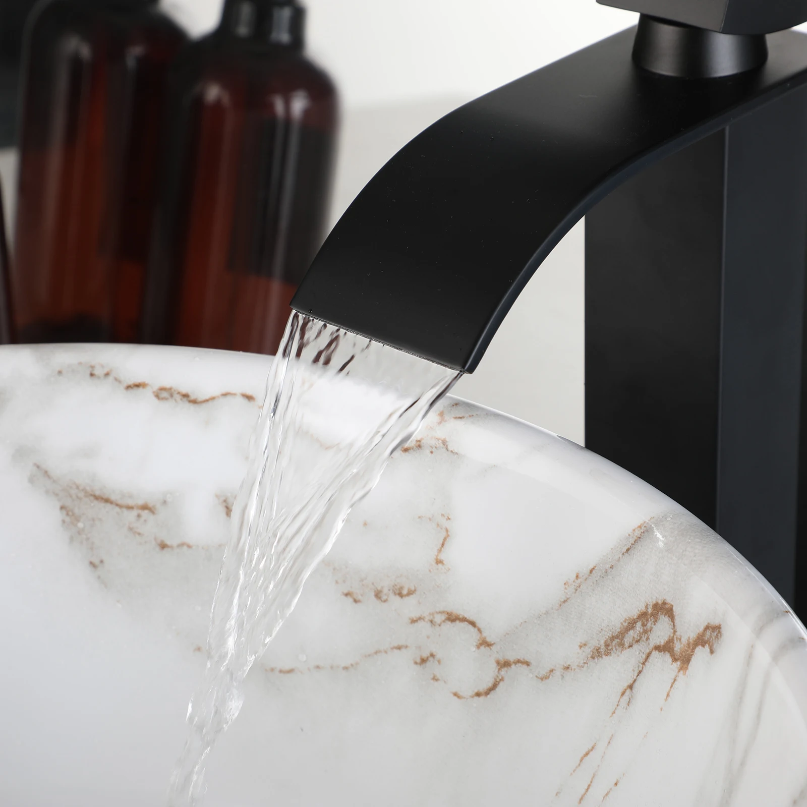 ZAPPO Round Bathroom Vessel Sink Above Counter White Porcelain Ceramic Bathroom Lavatory Vanity Vessel Sink w/Faucet Mixer 5