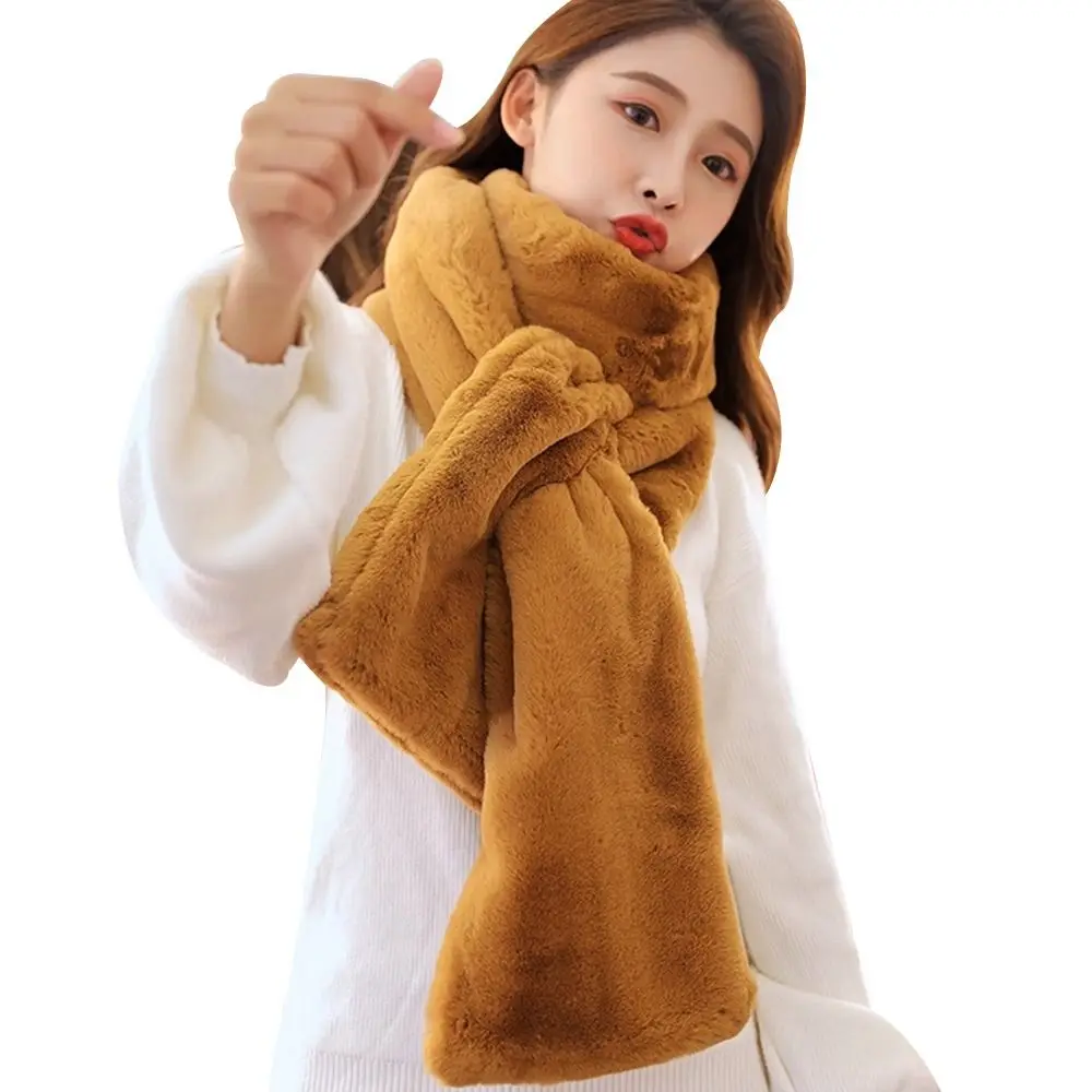 Warm Faux Fur Winter Scarf Soft Plush Shawl for Women