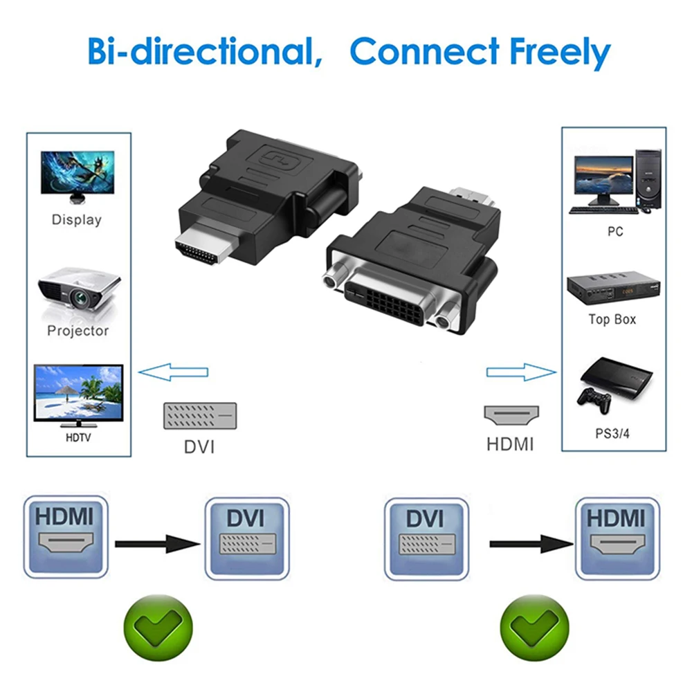 PC Ʈ Ϳ HDMI to DVI ̺ , BI-Direction HDMI to DVI Ǵ DVI to HDMI ̺  ȯ, 1080P