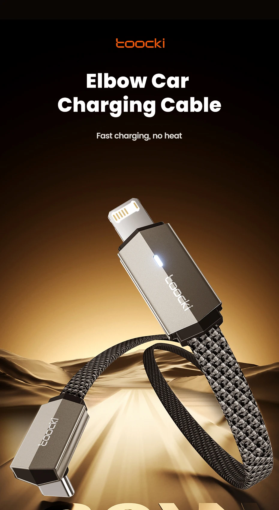 Toocki USB-C to Lightning 90° Charging Cable 20W with LED
