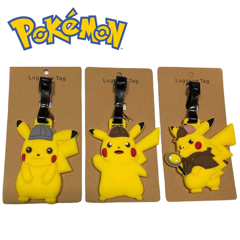 

Pokemon Pikachu Luggage Tags Kawaii Anime Figures Baggage Tag Soft Glue Travel Accessories Bag Pendant Holder Label Flight Gifts