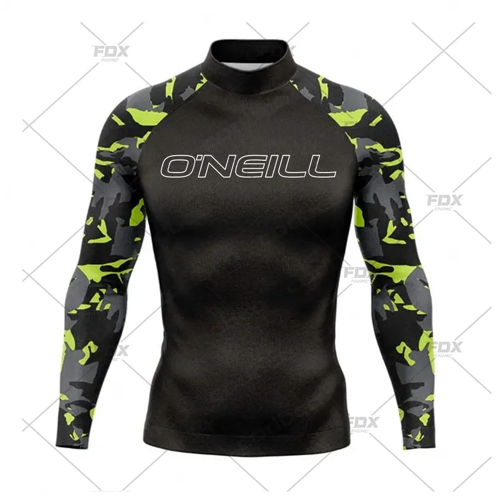 Oneill Men's Surfing Long Sleeve Surf Shirt Rashguard UV Protection Beach Sunwear Swimwear UPF Gym Clothes