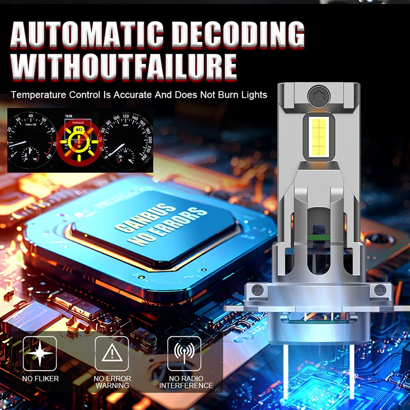 2개 H7 LED 전구 헤드라이트 캔버스 에러 없음 무선 160W 28000LM 미니 LED H7 전구 자동차 헤드램프 자동 램프 플러그 앤 플레이 팬 포함