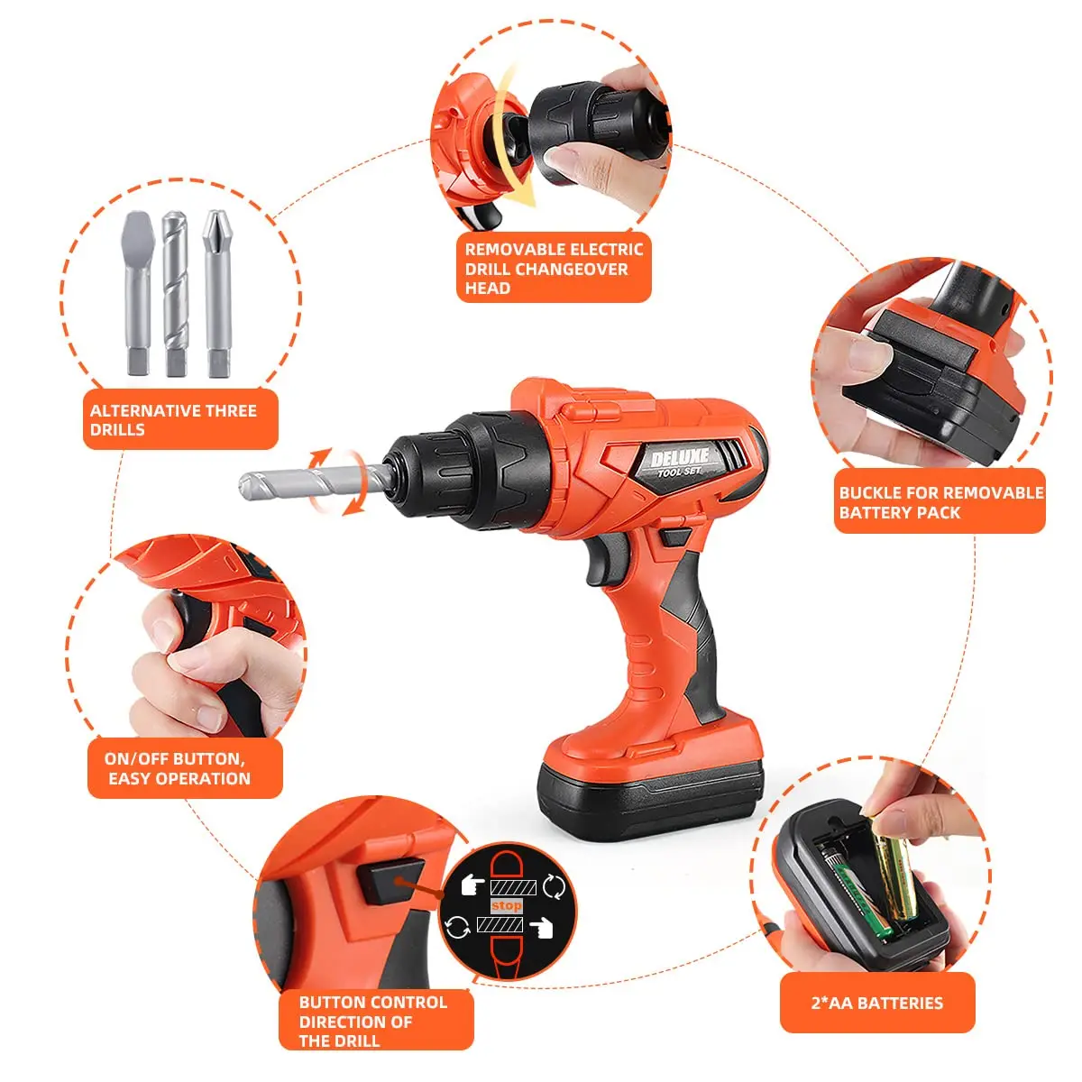 44-Piece Set Pretend Play Tools Toy Kit with Electric Drill Building Tools Toy Box for Kids Boys And Girls with Chair