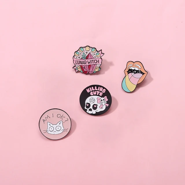 Pink Punk Enamel Pins Brooches Lapel Badges  4