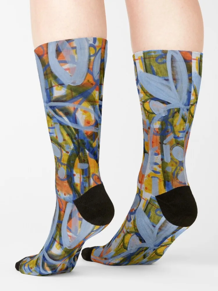 Semi Abstract Floral and Vase Socks summer soccer anti-slip Socks Woman Men's