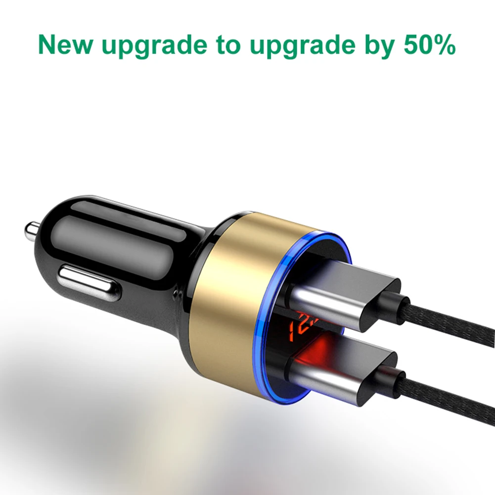 Dual USB Car Charger with LCD Voltmeter – 3.1A High-Speed Charging Adapter