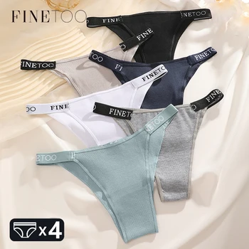 4Pcs Cotton Brazilian Panties Women's Low-Waist Bikini Underwear Sexy Breathable Stretchy Belt Briefs Solid Color Lingerie M-XL