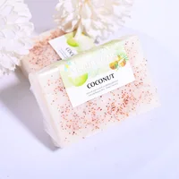 M + Savon au lait de coco naturel avec particules givrées, huile essentielle blanche brillante, savon fait à la main, hydratant pour les mains, 100% biologique 6