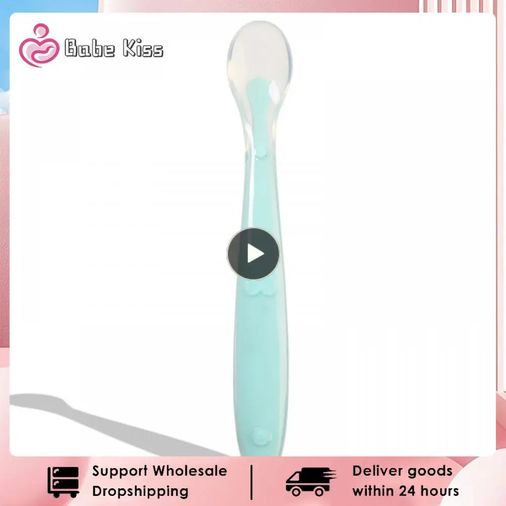 

Soft Silicone Baby Feeding Spoon Candy Color Temperature Sensing Spoon Children Food Baby Spoons Feeding Dishes Feeder Flatware