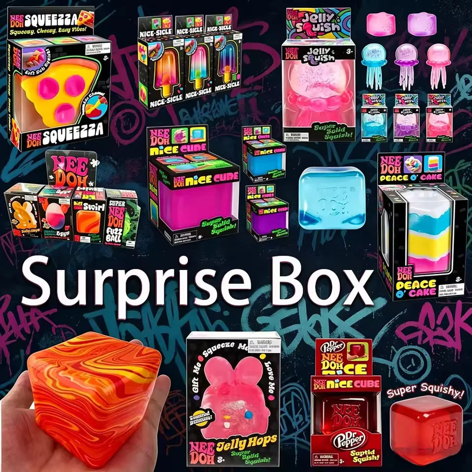 Nee Doh Surprise Box: Squishy Stress Relief Toys - 6 Soft Squeeze Styles for Kids' Parties & Gifts