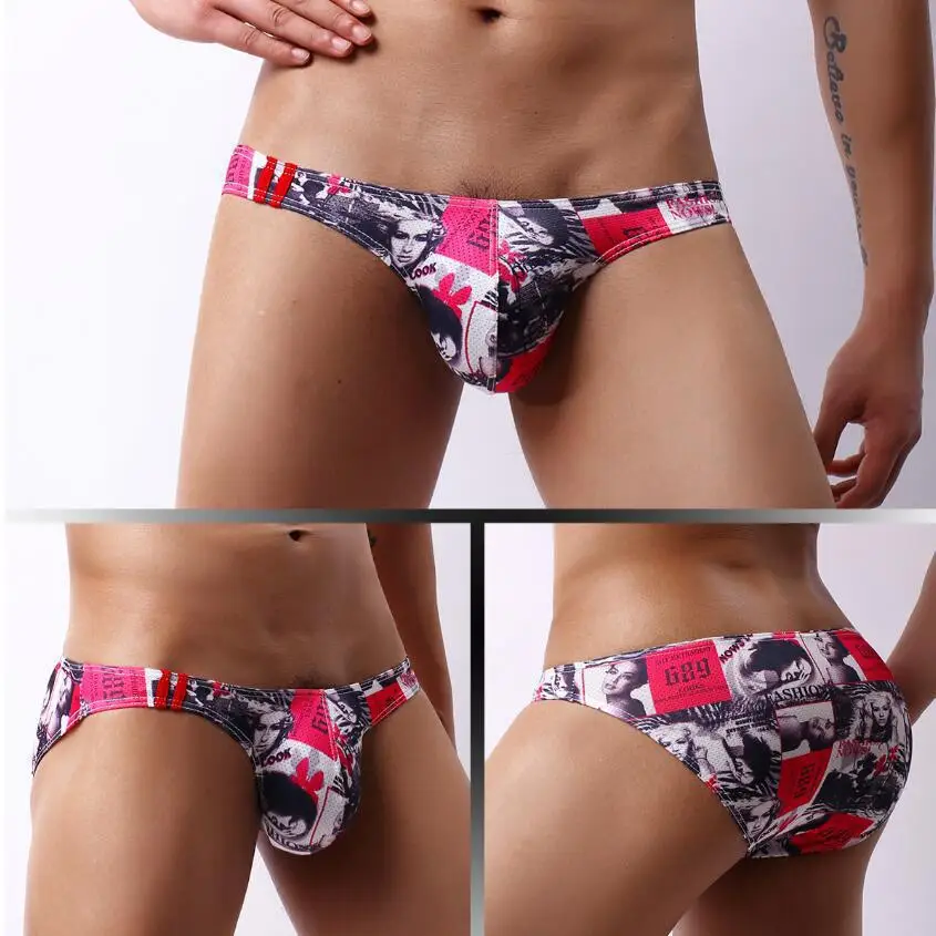 

Low Rise Men'S Underwear Printed U Convex Mesh At The Top Breathable Moisture Absorptiond Sweat Wicking Small Triangle Briefs
