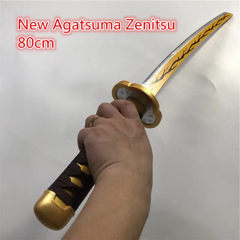 

1:1 Kimetsu no Yaiba Sword Weapon Demon Slayer New Agatsuma Zenitsu 80cm Cosplay Sword Anime Ninja Knife wood toy