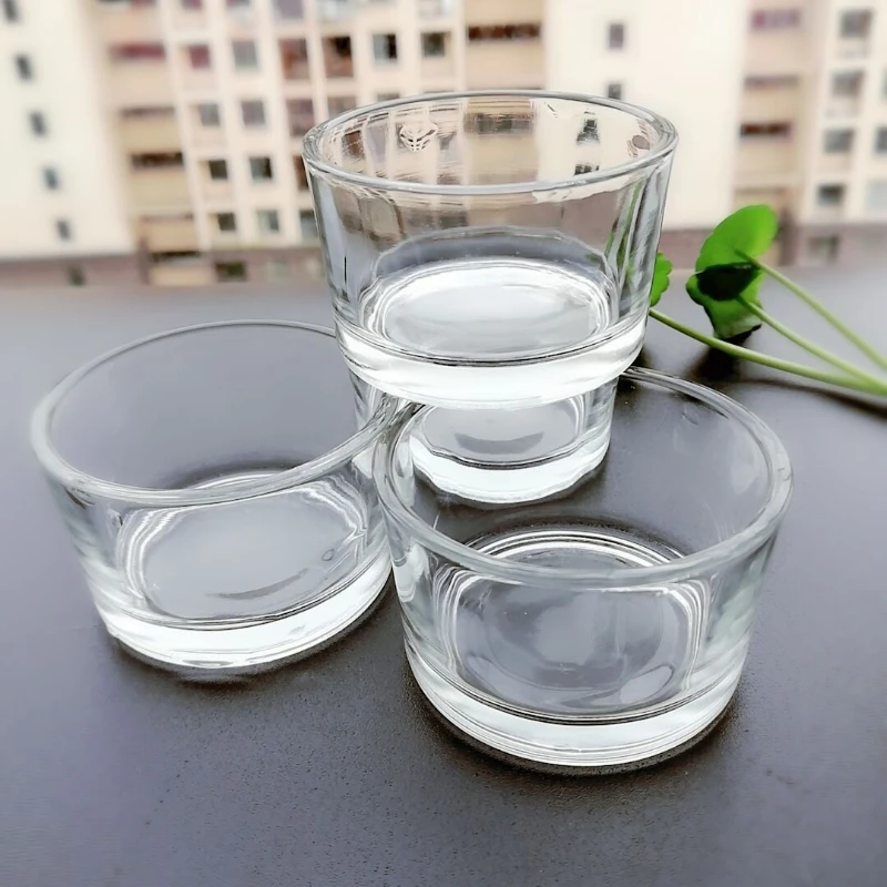 Small Tea Wax Glass Candle Holder Round Candle Glass 5pcs