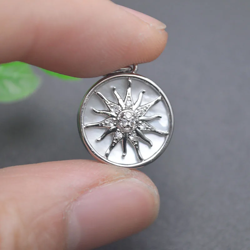 

20pcs/lot New Design Nickel Free Anti Fading Gold Silver Plated Inlaid Natural White Shell Sun Sunflower Charms for Diy Jewelry