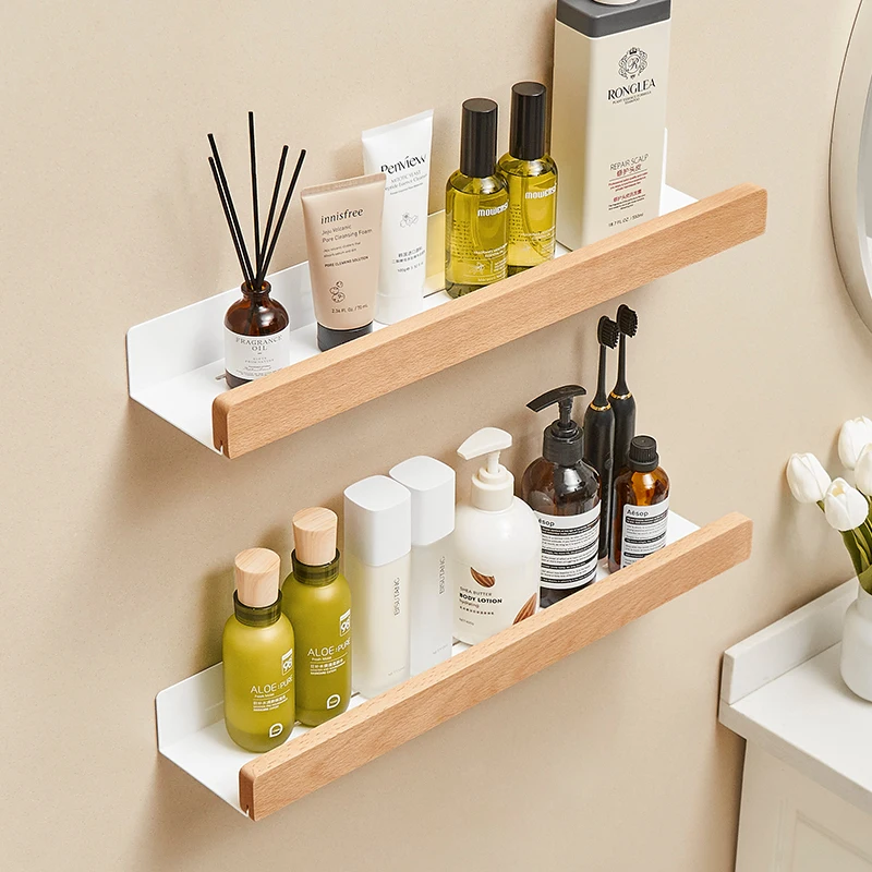 Bathtub Rack Shelf Solid Wood White Shelf Corner Shower Shampoo