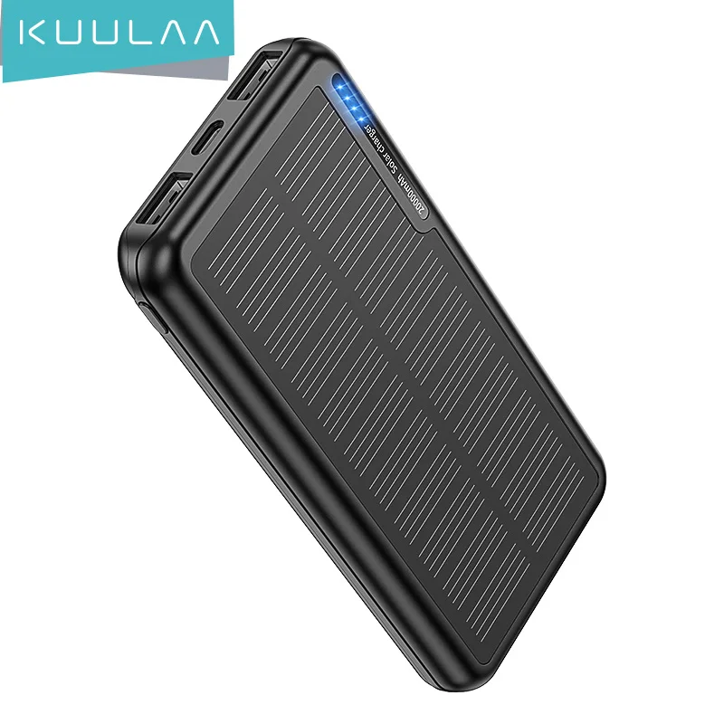 

KUULAA Solar 20000mAh Power Bank Fast Charging Portable External Battery USB Phone Charger For iPhone 14 13 12 11 Pro Max Xiaomi
