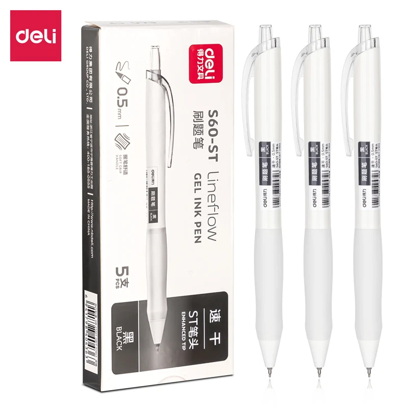 

Deli 3pcs 0.5mm Black Ink Gel Pen Signature Pen School Student Supplies Office Supplies Quick-drying Pen Stationery For Writing