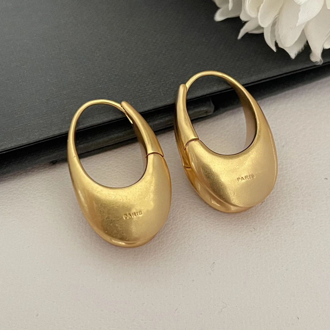 

New Fashion French Designer Brand Brass Plated 24K Gold Earrings Vintage Luxury Jewelry Boutique